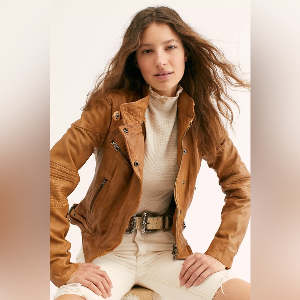 🔥REDUCED🔥 FREE PEOPLE Fitted and Rugged Leather Jacket - Picture 4 of 9